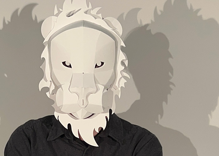 A bristol paper lion mask.